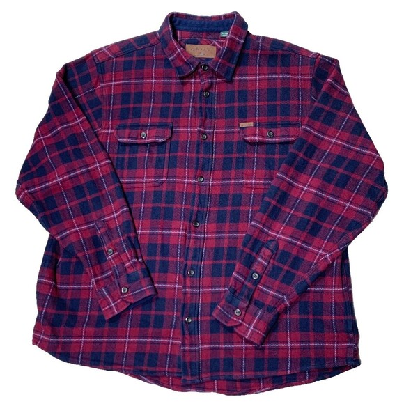 Orvis Heavyweight Flannel Shirt Button Up Shacket Jacket Blue Men's size XXL - Picture 2 of 10